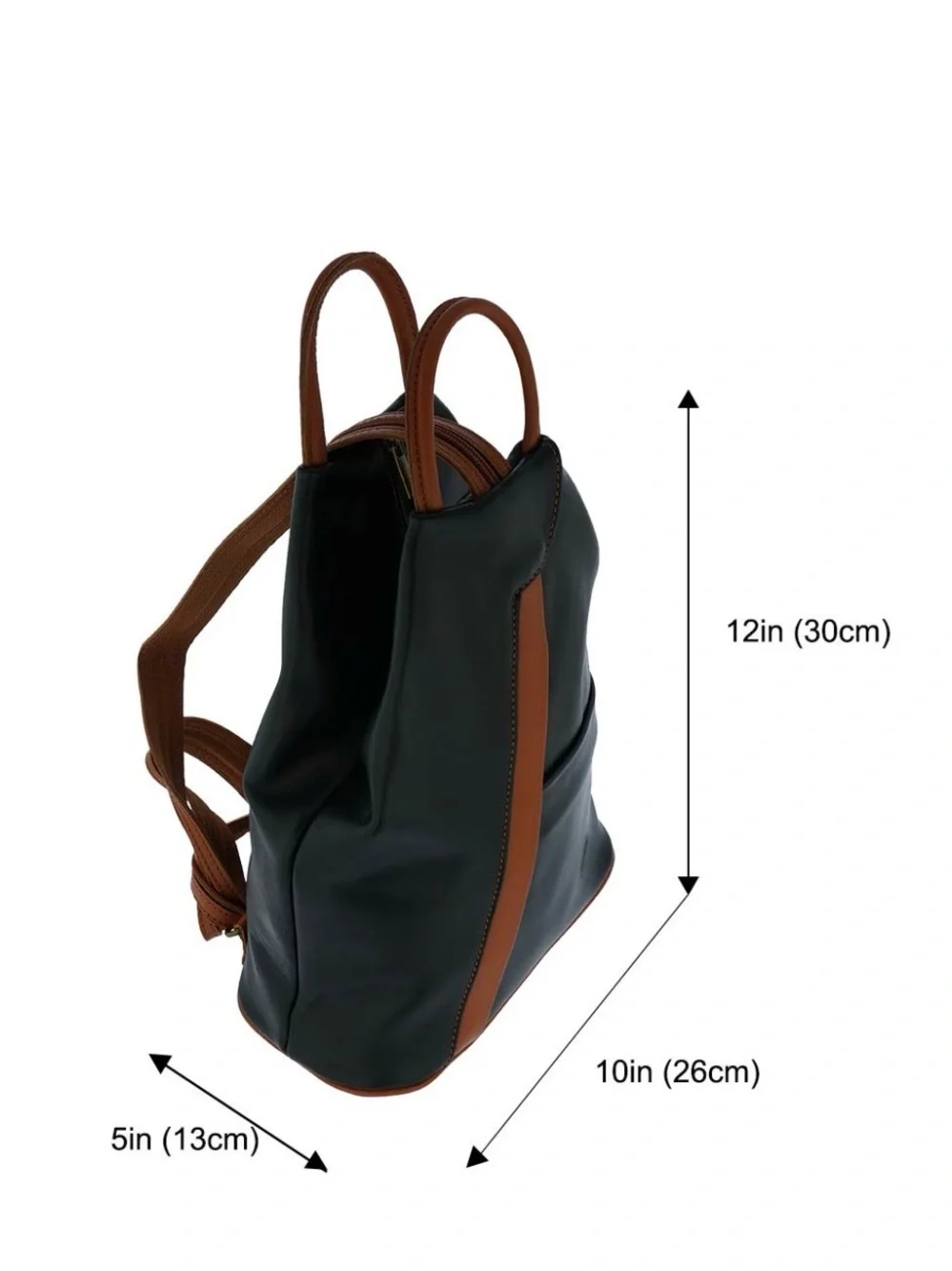 Vera Pelle Black Leather Sling Backpack Rucksack unisex